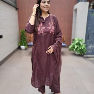 Elegant Pure Cotton 3PC Set with All-Over Embroidery & Threadwork