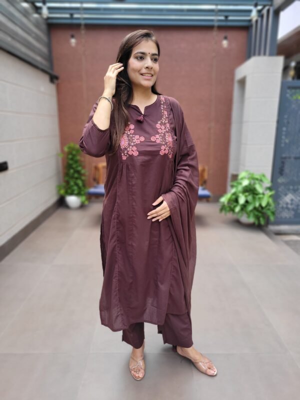 Elegant Pure Cotton 3PC Set with All-Over Embroidery & Threadwork