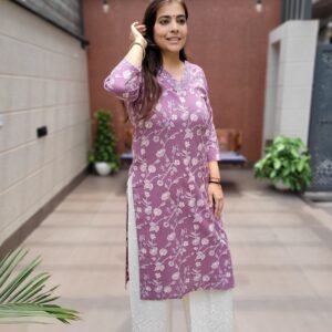 Elegant 350 Mirror 2PC Cotton Slub Set with Chikankari Palazzo