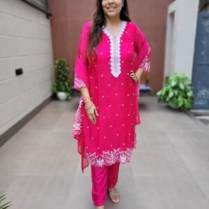 V-Neck Pure Organza 3PC Set
