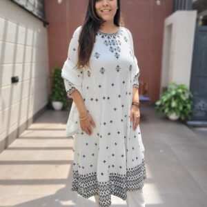 Cotton Dobby Anarkali 3PC Set