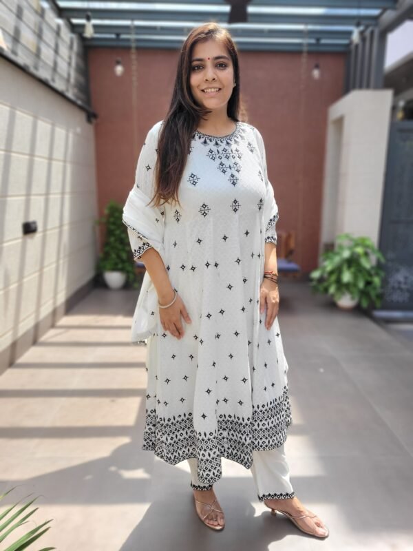 Cotton Dobby Anarkali 3PC Set
