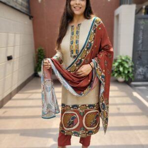Pure Muslin Kalamkari with Handwork