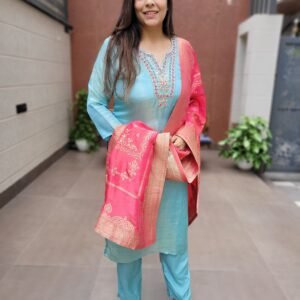 3PC Suit Set in Kanjivaram Silk