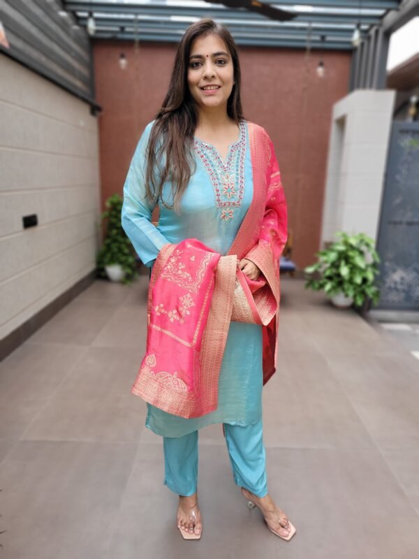 3PC Suit Set in Kanjivaram Silk