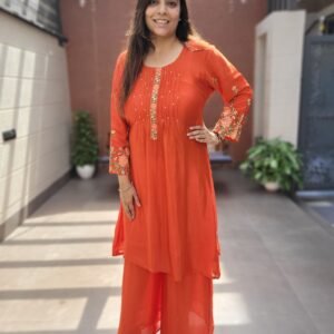 Pure Chinon Embroidered Co-ord Set