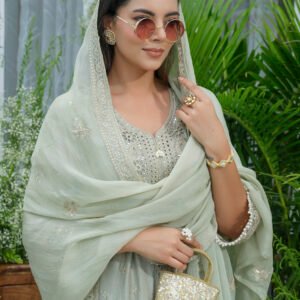 Partywear Suit Set with Divider Bottom