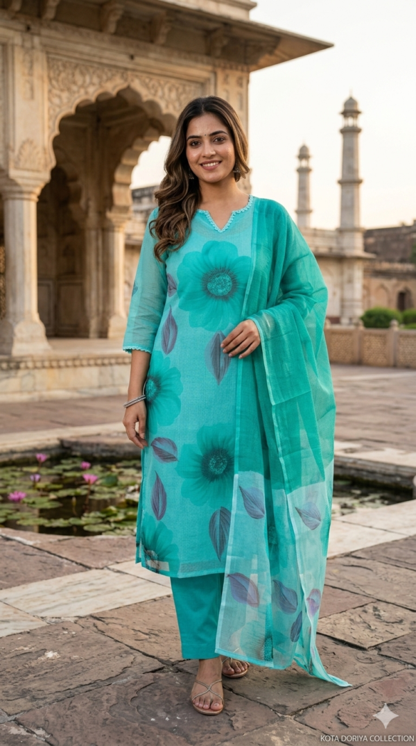 Kota Doriya 3-piece set with crochet lace