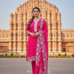 V-Neck Pure Organza 3PC Set