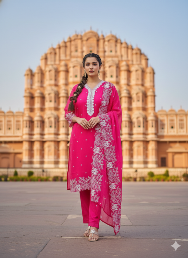 V-Neck Pure Organza 3PC Set