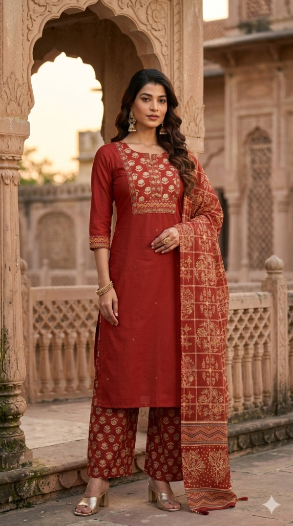 Cotton 3PC Set with Zari