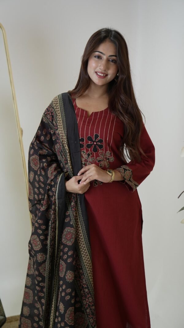 Ajrakh 3PC Set with Cotton Flex