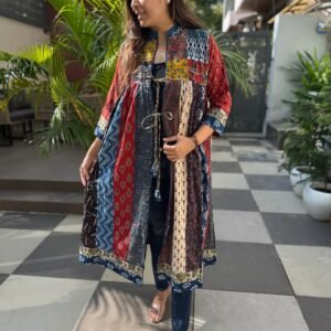 Kalamkari & Ajrakh Cotton Shrug with Original Hand Patching