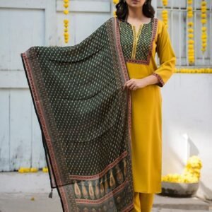 Designer Gajji Silk 3PC Set with Muslin Dupatta