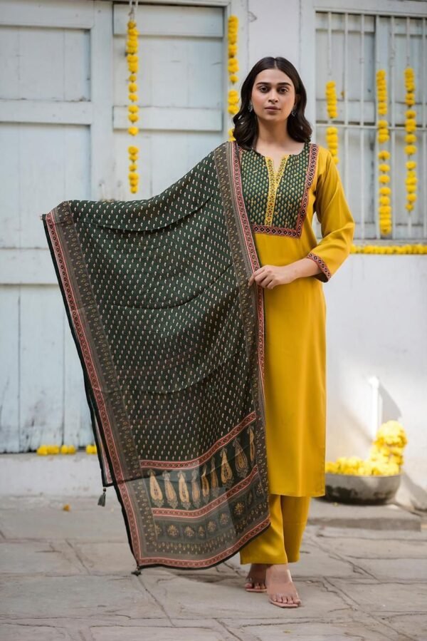 Designer Gajji Silk 3PC Set with Muslin Dupatta