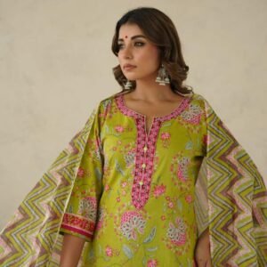 Cotton 3PC Suit Set with Zari Work