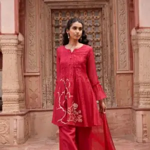 Mul Chanderi Short Kurta 3PC