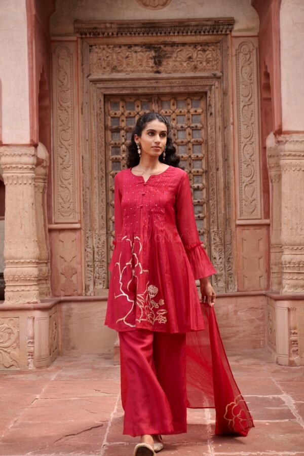 Mul Chanderi Short Kurta 3PC