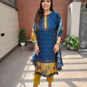 Kalamkari 3PC Suit Set in Pure Muslin