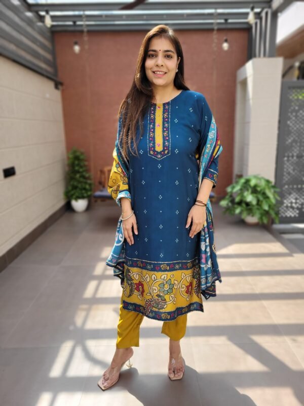Kalamkari 3PC Suit Set in Pure Muslin