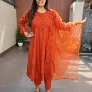 Appliqué Work Anarkali Suit Set