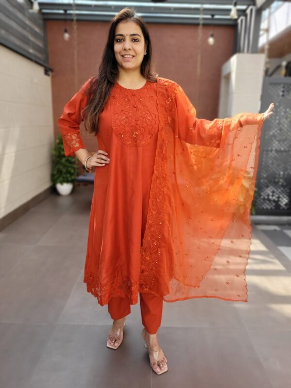 Appliqué Work Anarkali Suit Set
