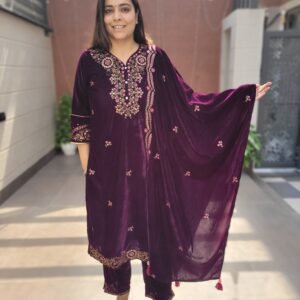 Suit Set with Full Velvet Dupatta
