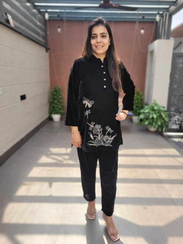 Velvet Zari Embroidery & Lining Co-Ord Set