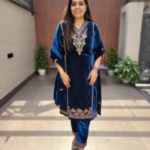 Velvet Set with Heavy Zari Work Royal Blue Suit