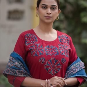 Cotton Suit Set with Kantha Work