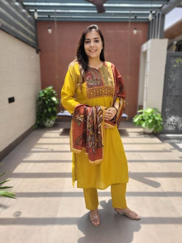 Kalamkari 3PC Suit Set in Modal Muslin