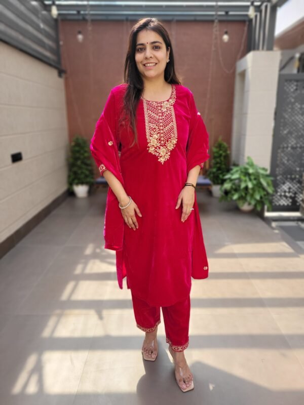 Velvet Heavy Zari Work Suit Set