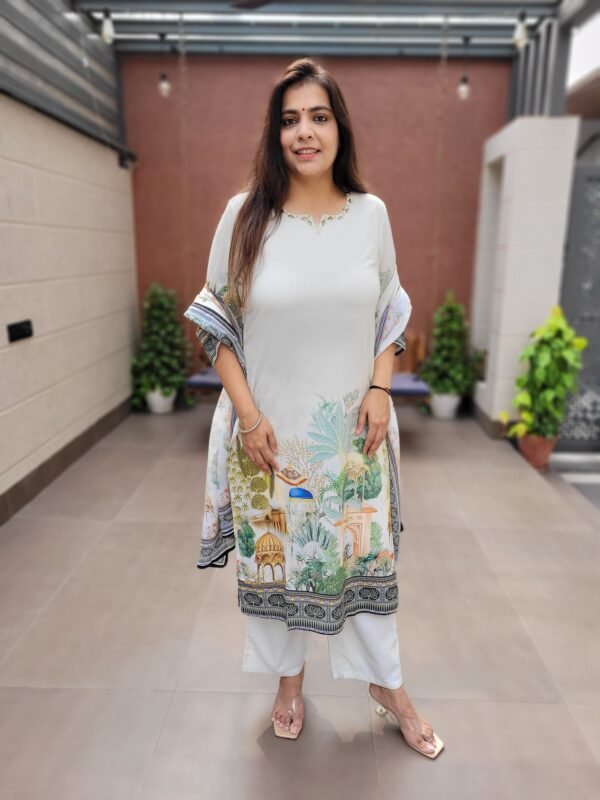 Cotton 3PC Set with Graphic Print & Handwork