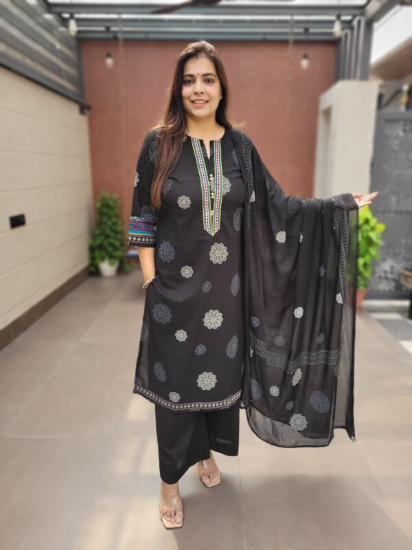 Cotton 3PC Suit Set with Zari Work