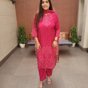 Pure Muslin Bandhej Suit Set