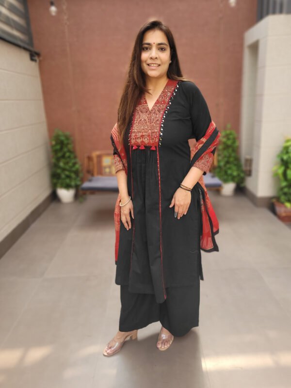 Ajrakh 3PC Suit Set with Mirror & Sequins Work