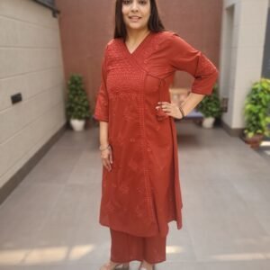Cotton Chikankari Angrakha 2PC Set