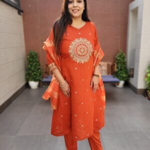Slub Mul Chanderi 3PC Suit Set