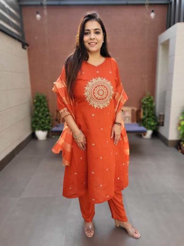 Slub Mul Chanderi 3PC Suit Set