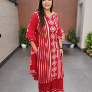 3PC Suit Set with Beadswork Panel