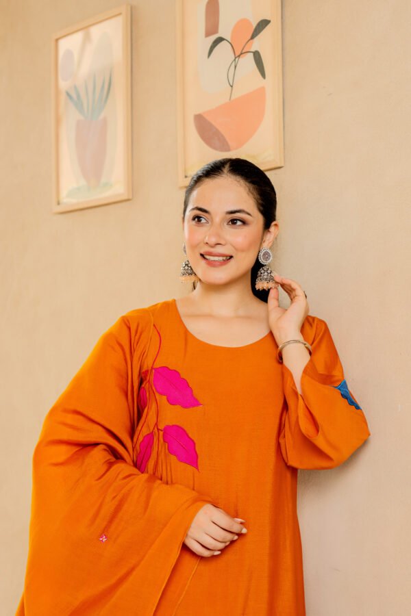 Appliqué Suit Set with Mirror Work Dupatta