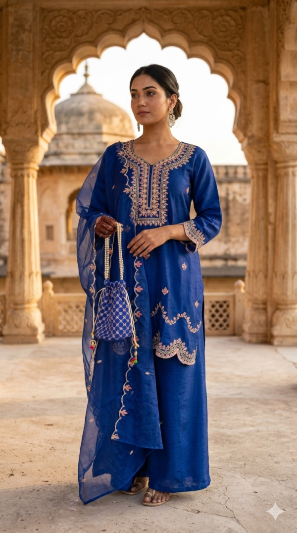 3PC Suit Set in Premium Dola Silk