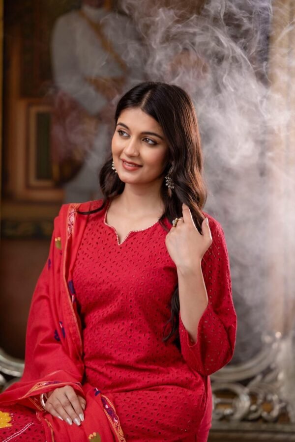 Cotton Chikankari Schifli 3PC Suit Set