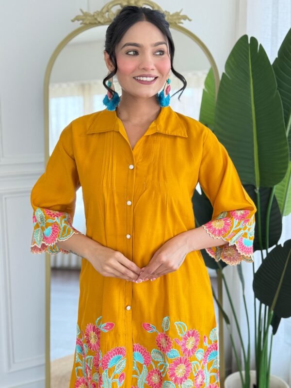 Roman Silk Embroidered Stylish Co-ord Set