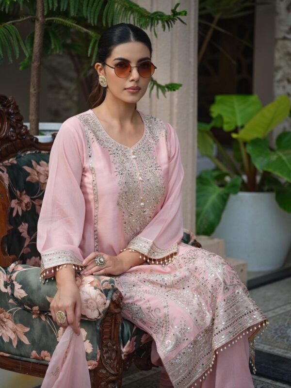 Pure Chinon Partywear Suit Set