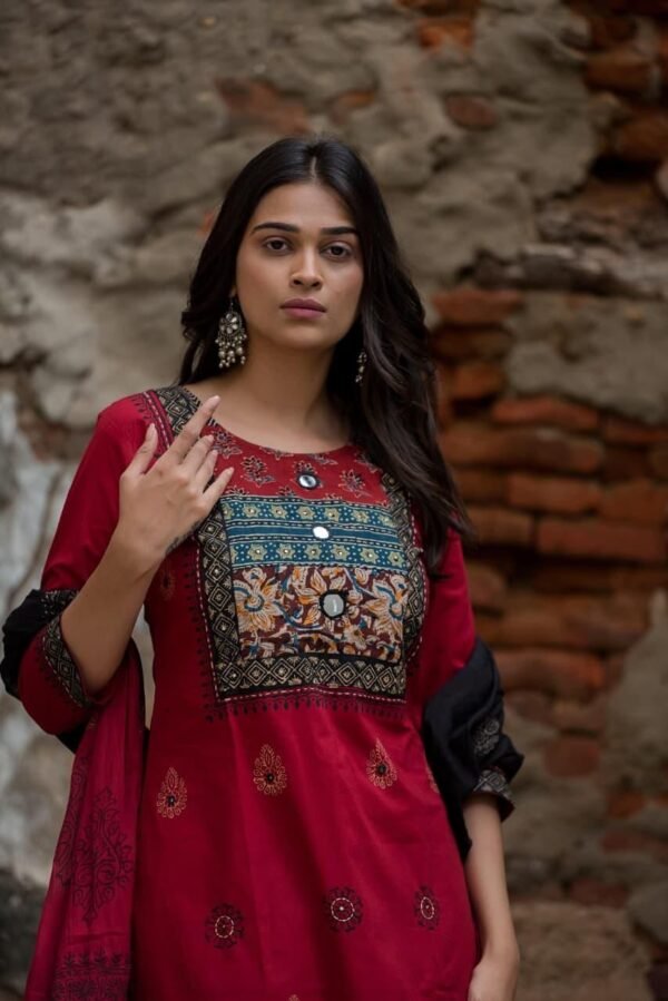 Kalamkari Applique 3PC Suit Set