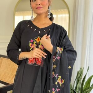 Cotton 3PC Suit Set with Premium Mirror