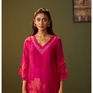 Russian Silk 3PC Suit Set with Premium Handwork & Beads Detailing - Rani, 44