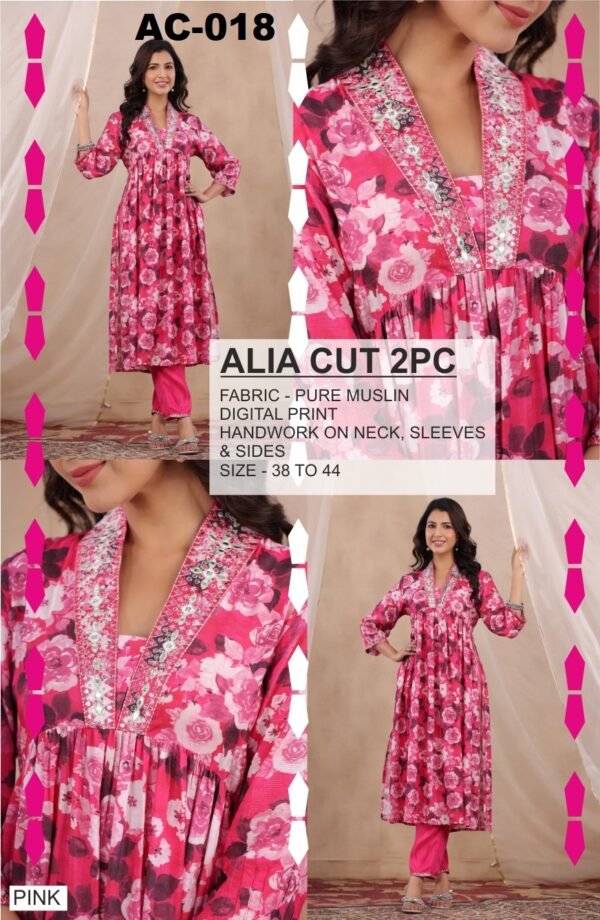 Alia Cut 2PC Set in Pure Muslin with Handwork
