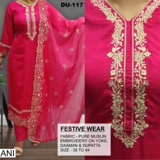 Festive Pure Muslin Suit